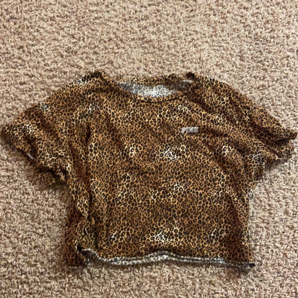 Pink VS cheetah crop top